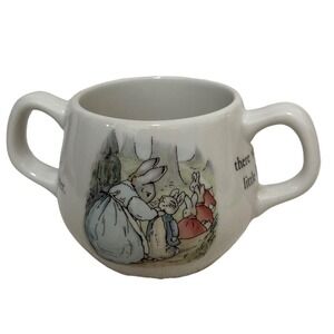 Vtg Wedgwood England Beatrix Potter Baby Cup Peter Rabbit Double-Handled Ceramic